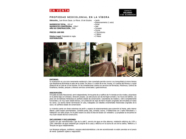 PROPIEDAD NEOCOLONIAL EN LA VÍBORA